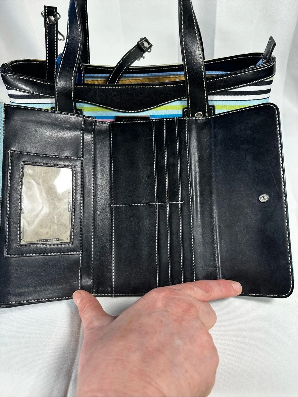 3piece Vintage kate spade Multicolor Stripe Tote w/ Wallet and checkbook holder